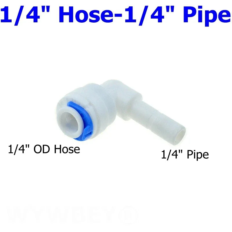 Reverse Osmosis 1/4 3/8 Hose Connection Quick Coupling 1/4 3/8 Stem L Straight Tee RO Water Aquarium Plastic Joint Pipe Fitting
