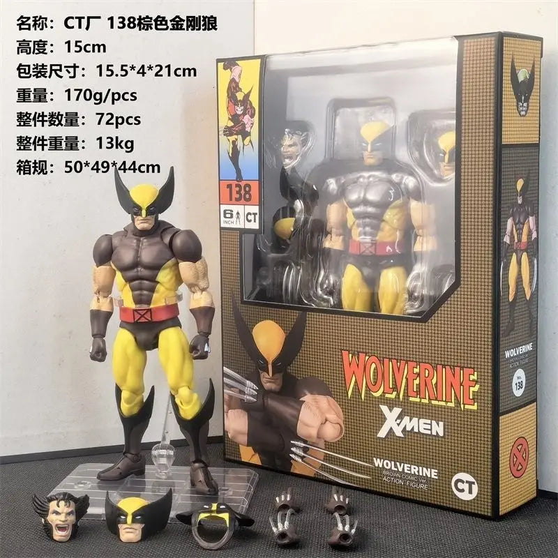 New CT Toys Mafex 96 Wolverine Figure Brown Comic X-Men Action Figure Mafex 138 Shf Anime Figurine Ko Model Toy Gifts