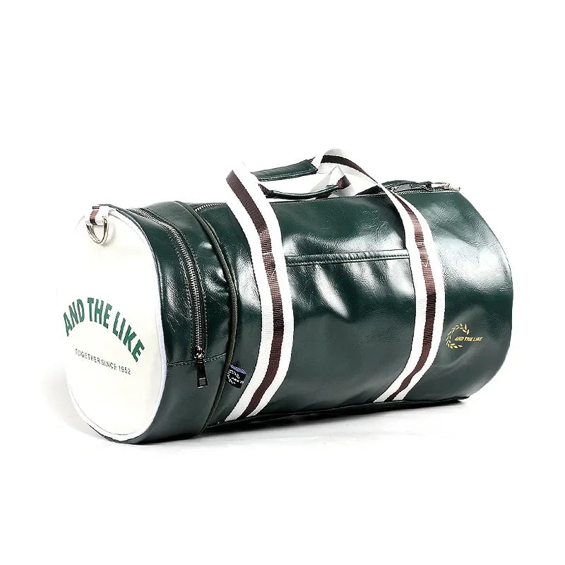 Gym Bag Men and Women Shoulder Bag Messenger Portable Training Basketball Bag Cylinder Travel Bags Sports Leather Handbag Tennis