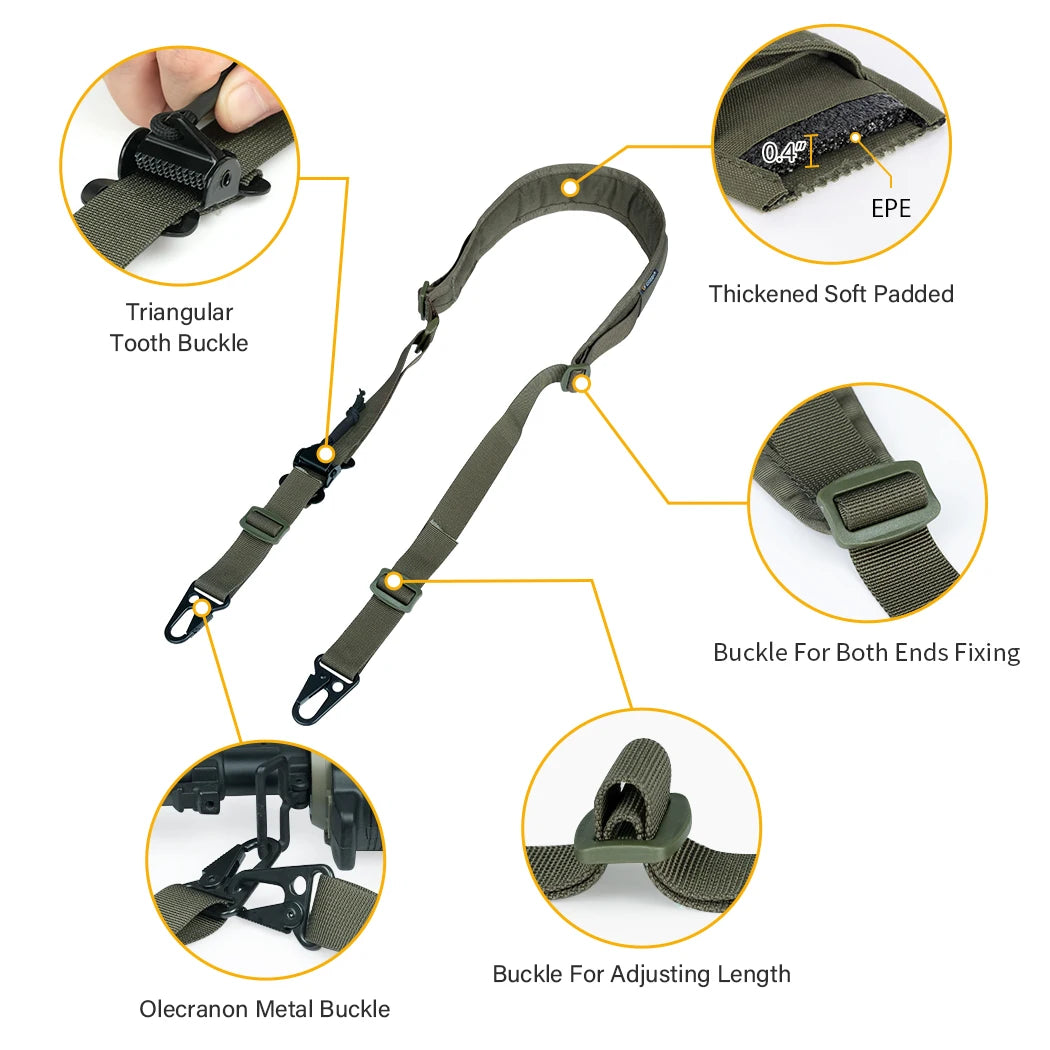IDOGEAR Tactical R-ifle Sling Slingster 2 Point Hunting Quick Pull Ranger Green 3428