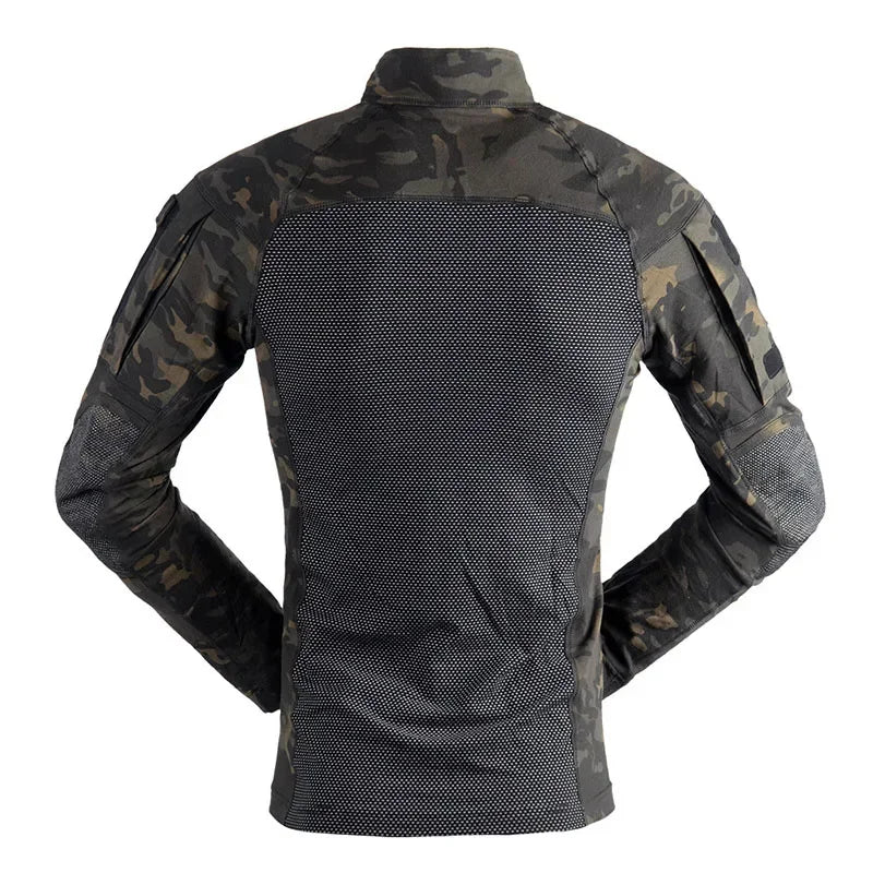 Military Tactical Shirt Men Camouflage Paintball Long Sleeve T Shirt Multicam Cotton Combat Shirts Camo Army T-Shirt