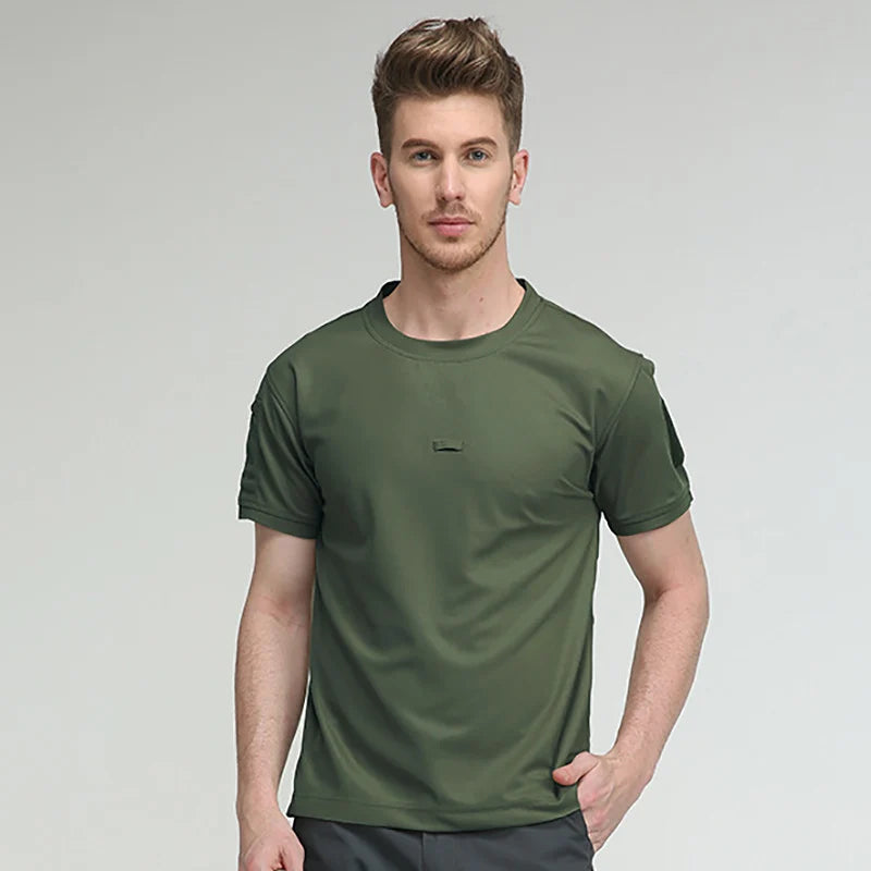 Tactical T-shirt Sport Short Sleeve Men's Summer Quick Dry Short Sleeve Elastic Breathable Workwear Outdoor Running T-Shirt