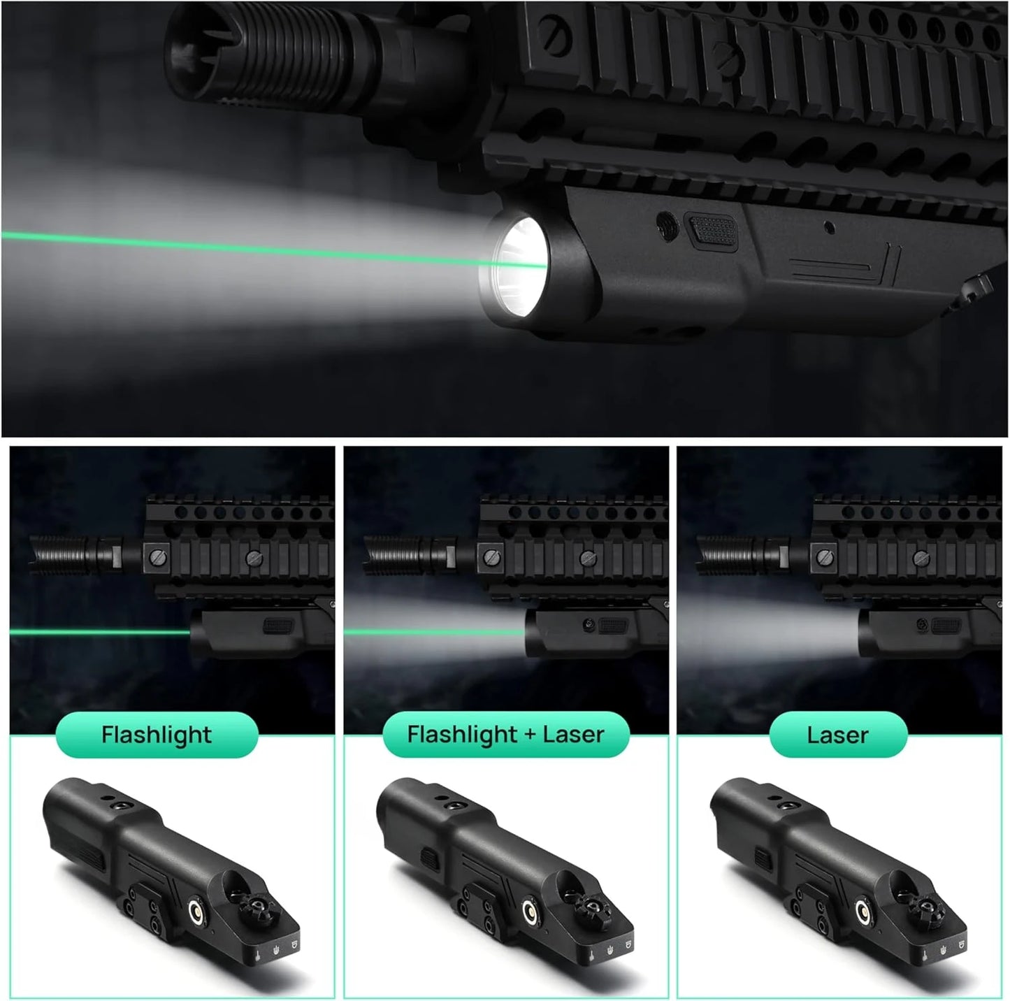 New Richfire 2 in 1 Combo Tactical Rechargeable Flashlight 2000 Lumen,Picatinny Rail MLOK Mounted Rifle AR15 Light for Hunting