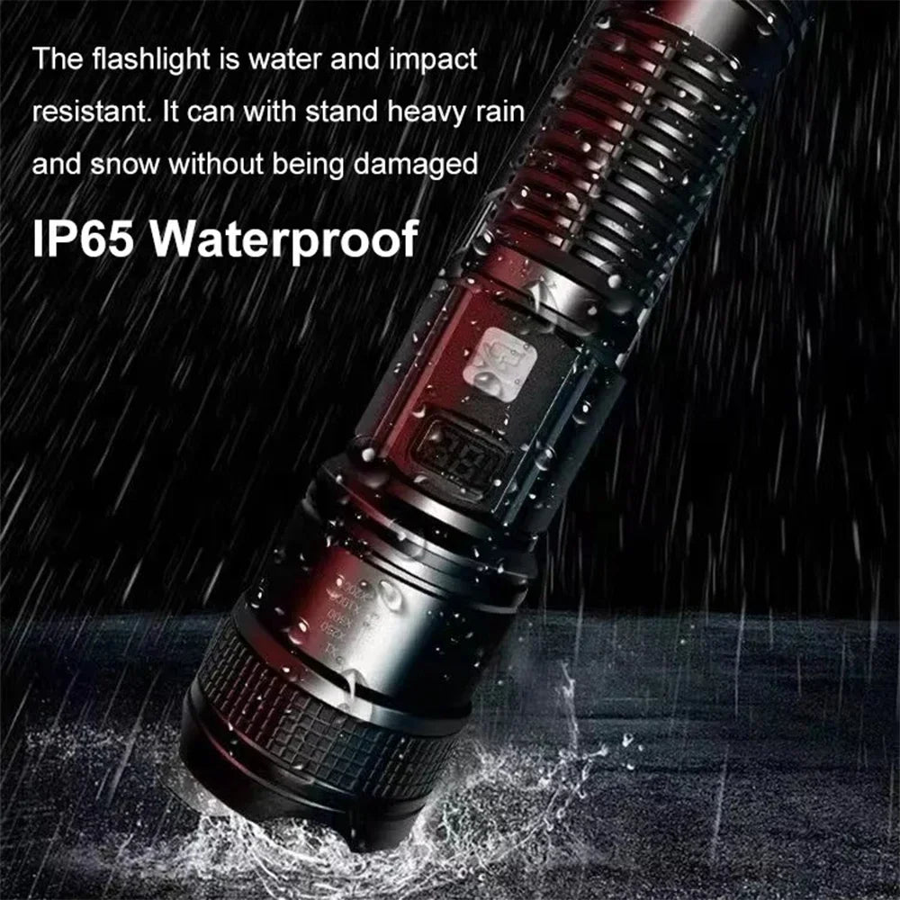 Super Bright Flashlight Built-in Battery USB C Rechargeable LED Flashlights 500000LM High Power Torch Lamp for Camping Lantern