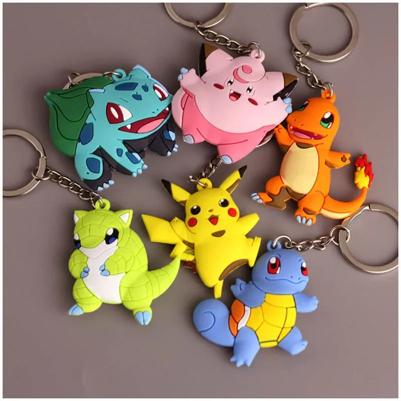 New Pokemon keychain Pikachu Pokémon PVC soft plastic pendant fashion bag pendant Charmander doll keychain car keychain