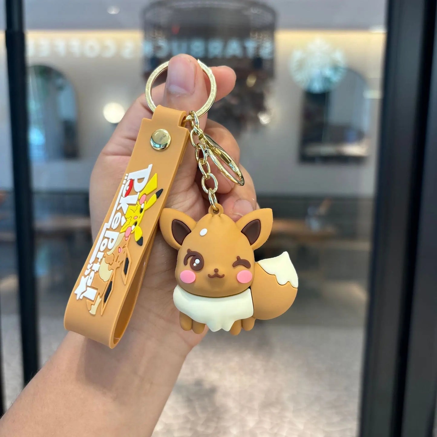 Pokémon Eevee Family Keychain Gift Set, Complete Evolution Plush Keychain with Official Pokéball Clip, Adorable Key Ring for Kid