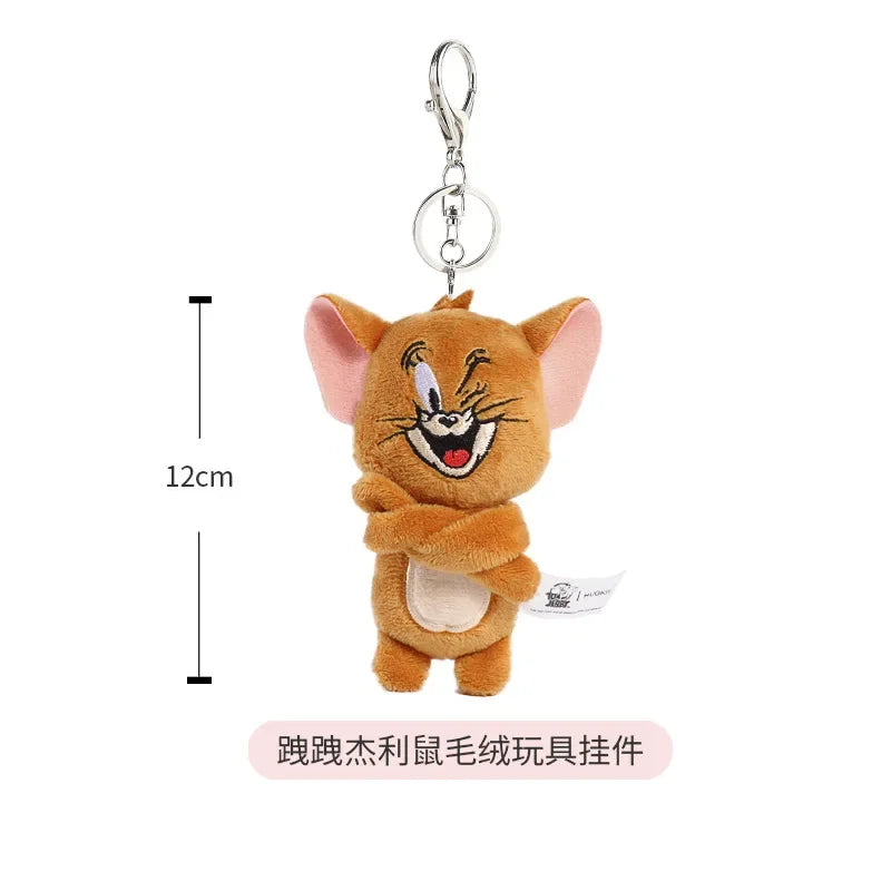 Hot 10cm Tom and Jerry Plush Keychain Mouse and Cat Cartoon Plushie Stuffed Animal Pou Doll for Kids Birthday Gift