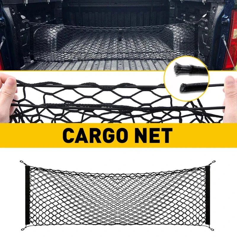 Universal Large Car Cargo Net Nylon Elastic Mesh Luggage Cargo Storage Pickup Tidy Net for Van SUV Truck Mesh Network Pocket