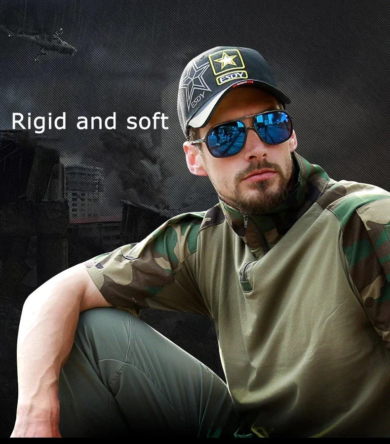 Tactical T-Shirts Men Sport Outdoor Tee Quick Dry Short Sleeve Shirt Hiking Hunting Climbing Camouflage Men Clothing Breathable