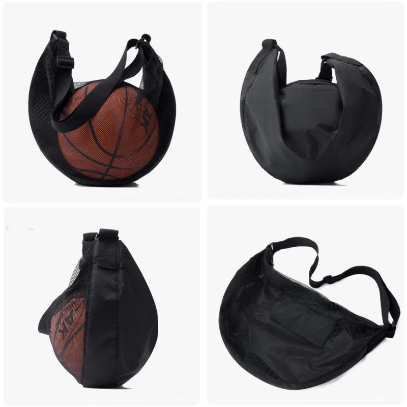 Sports Gym Ball Bag with Zipper Pocket Bag Shoulder Bag Drawstring Storage Oxford Mesh Backpack Basketball Football Pocket Pouch