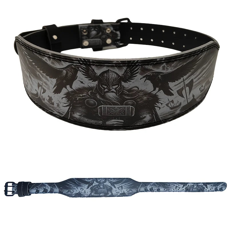 Gym Weight Lifting Belt, Mythology Style Powerlifting Belt, PU Fitness Belt for Men & Women Gym Strength Training Waist Support