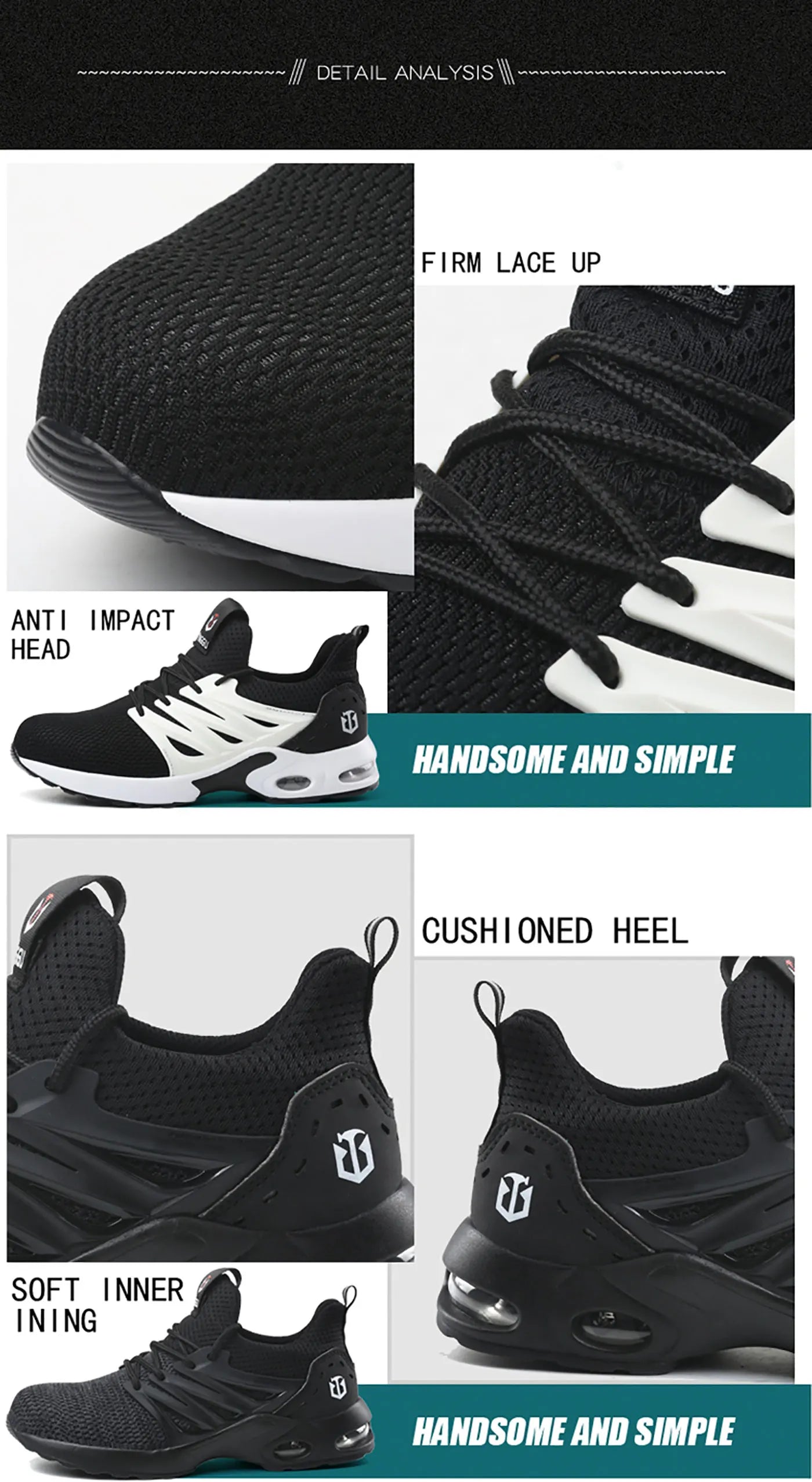 Safety shoes are anti smashing, anti piercing, lightweight, soft, comfortable, breathable, and protective work shoes