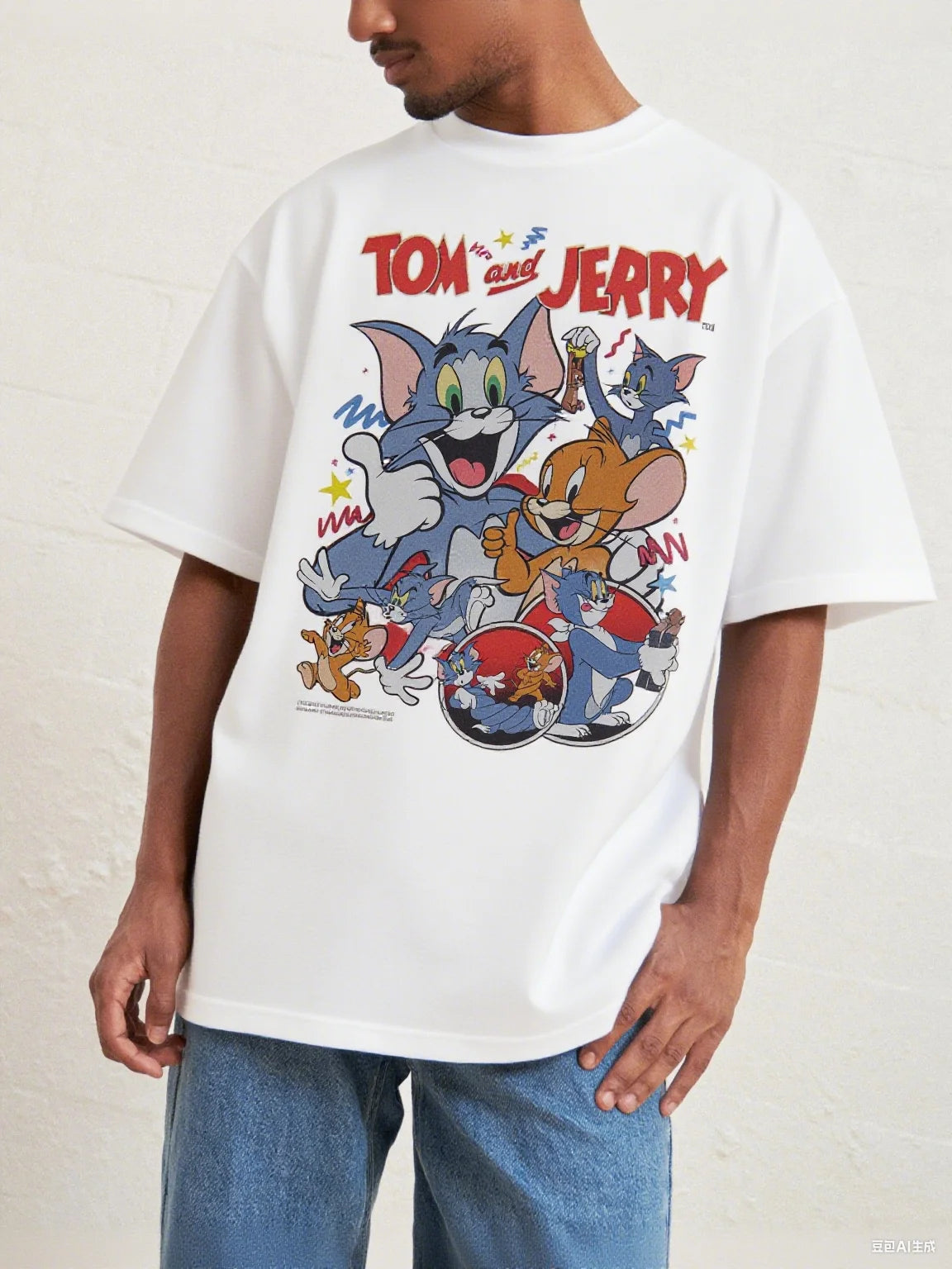 Tom and Jerry Cotton Tee Fun Retro Group Print of Tom Jerry and Friends 100% Pure Cotton for A Nostalgic Look Arrival Tee S-4XL