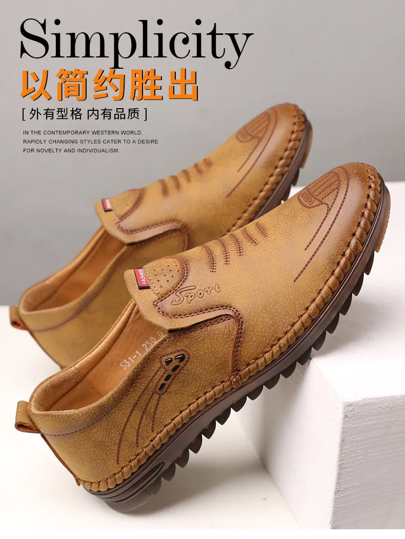 Handmade Leather Shoes Men Casual Sneakers Comfort Design Man Shoe Business Leather Loafers Men Shoes Moccasins Tooling Shoe
