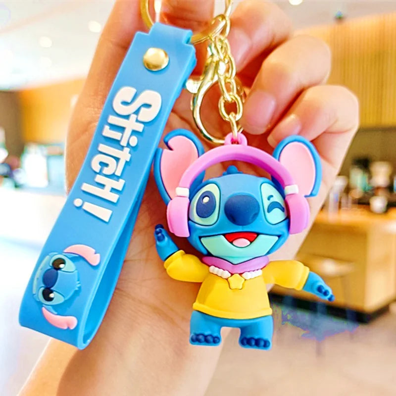 Wholesale Disney Anime Lilo & Stitch Pendant Keychains Holder Car Key Chain Key Ring Mobile Phone Bag Hanging Jewelry Gifts