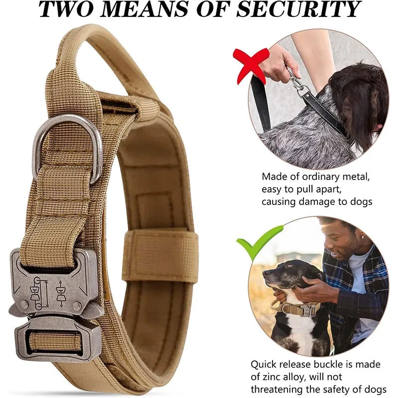 Outdoor Sports Style Tactical Dog Collar Usable Collar For Medium To Large Dogs With Traction Capability for Dog Training