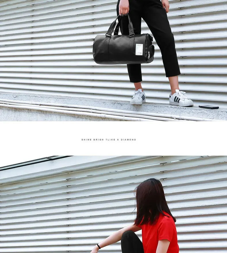 Gym Bag Leather Sports Bags Dry Wet Bags For Men Women Training for Shoes Fitness Yoga Travel Luggage Shoulder Sport Bag