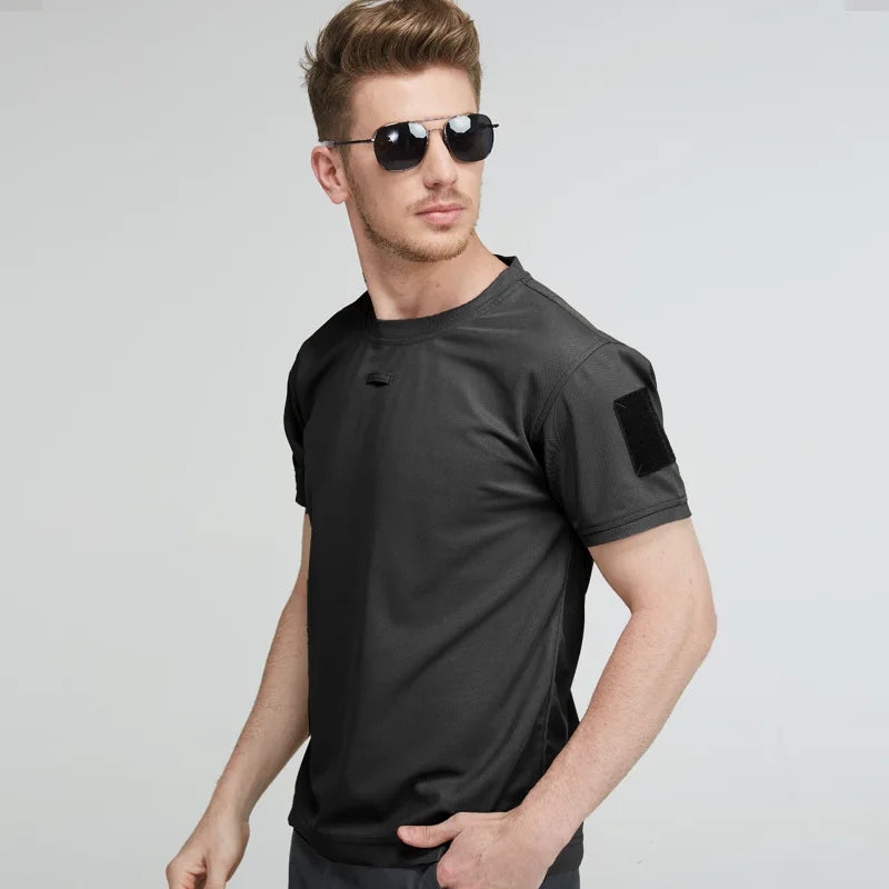 Tactical T-shirt Sport Short Sleeve Men's Summer Quick Dry Short Sleeve Elastic Breathable Workwear Outdoor Running T-Shirt