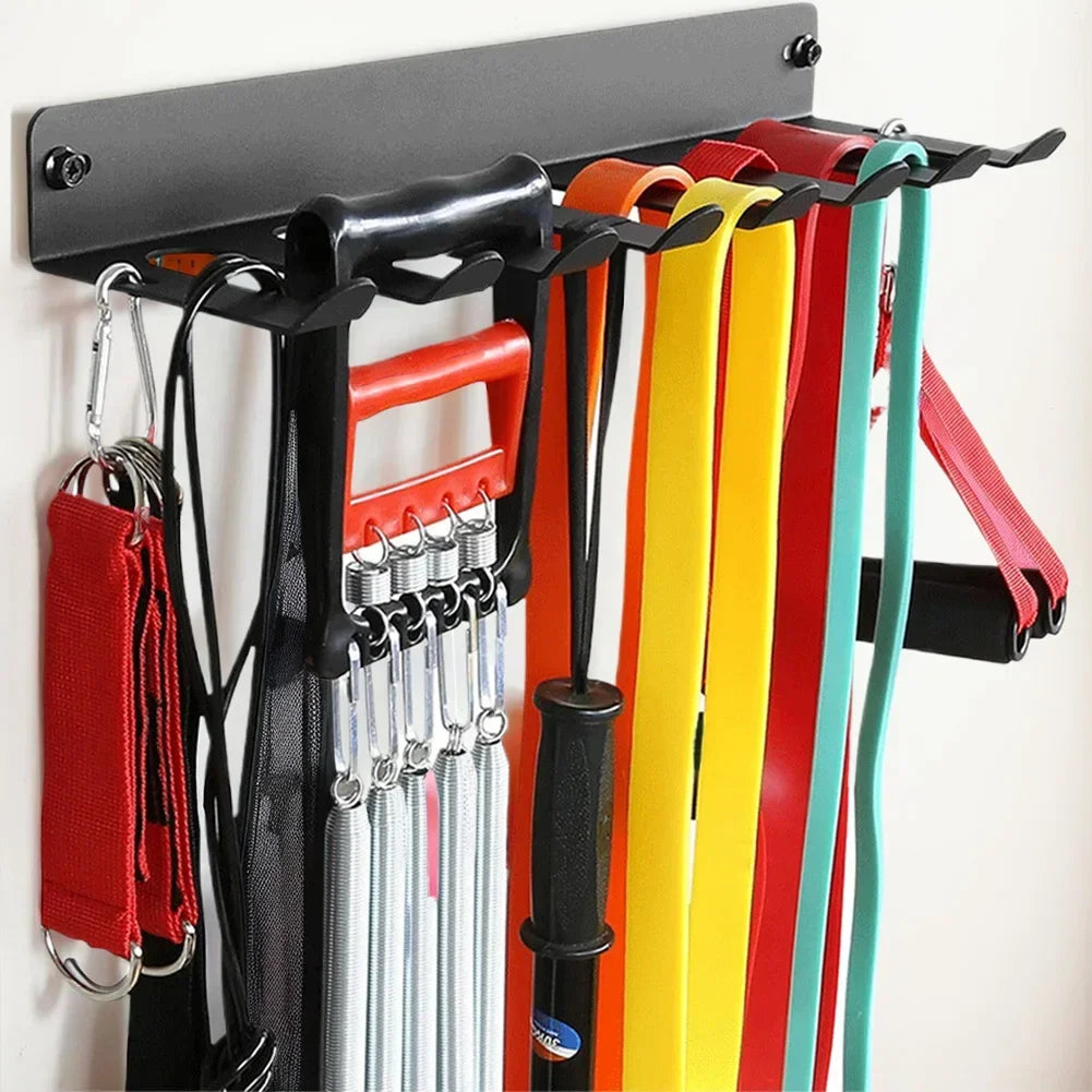 Gym Equipment Storage Rack Wall Mount Heavy Duty Gym Rack Resistance Bands Rack for Exercise Bands Lifting Belts and Jump Ropes