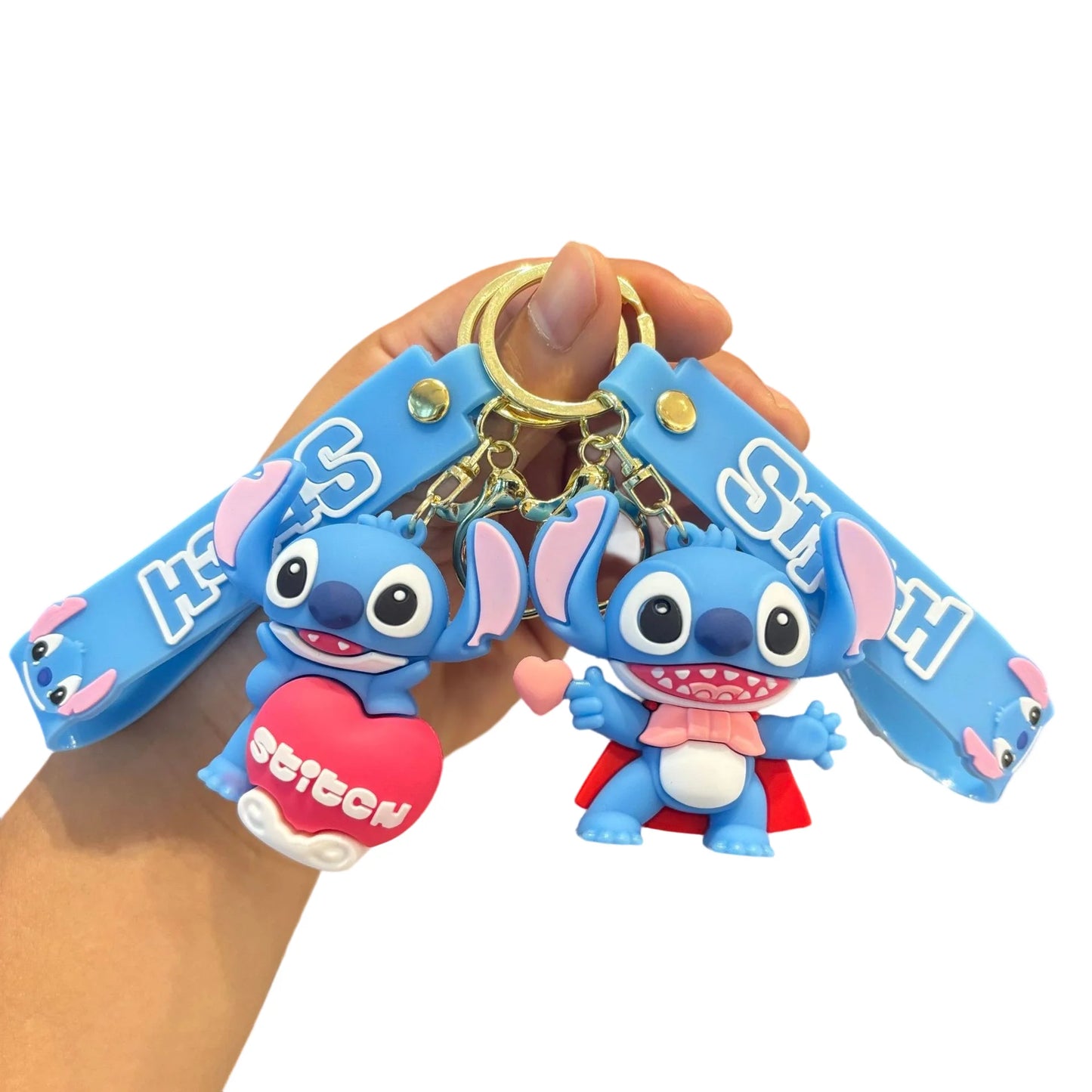 Stitch Keychain, Cute Stitch PVC Doll Key Chain with Chain Ring for Anime Lovers Kawaii Cartoon Bag Car Keys Accessories Gift