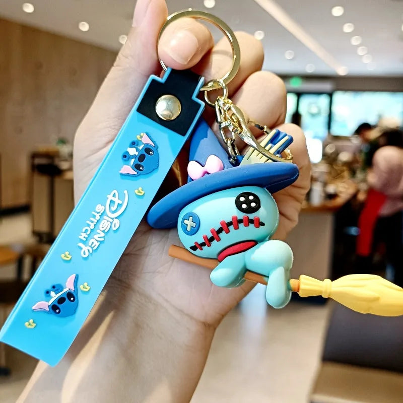 Wholesale Anime Disney Keychain New Mickey Mouse Minnie Lilo & Stitch Doll Keyring Ornament Key Chain Car Pendant Kid Toys Gifts