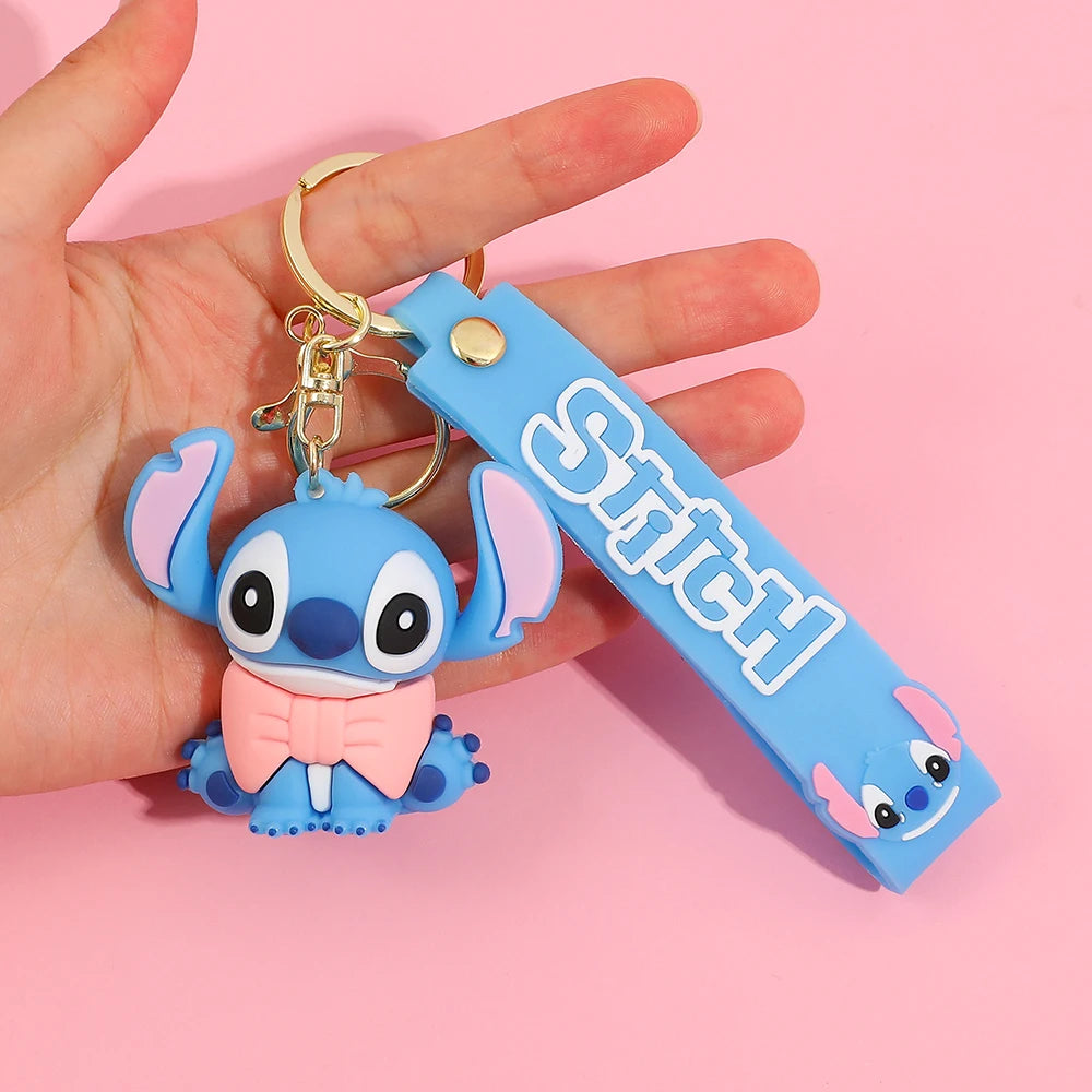 Stitch Keychain, Cute Stitch PVC Doll Key Chain with Chain Ring for Anime Lovers Kawaii Cartoon Bag Car Keys Accessories Gift