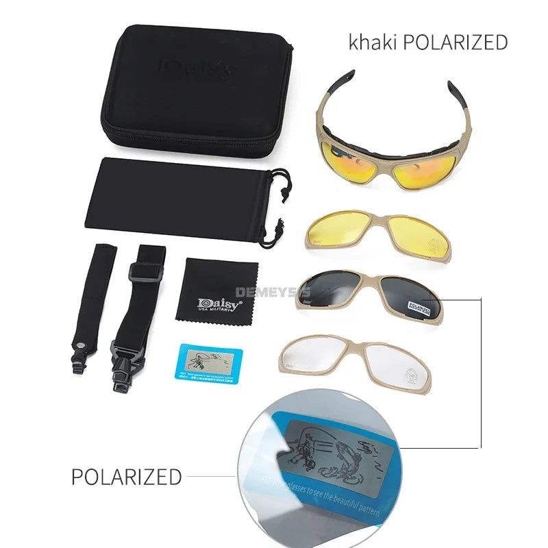 Tactical Glasses Outdoor Safety Polarized Sunglasses UV Protection for Hunting Biking Cycling Hiking Motorcycle Safety Eyewear
