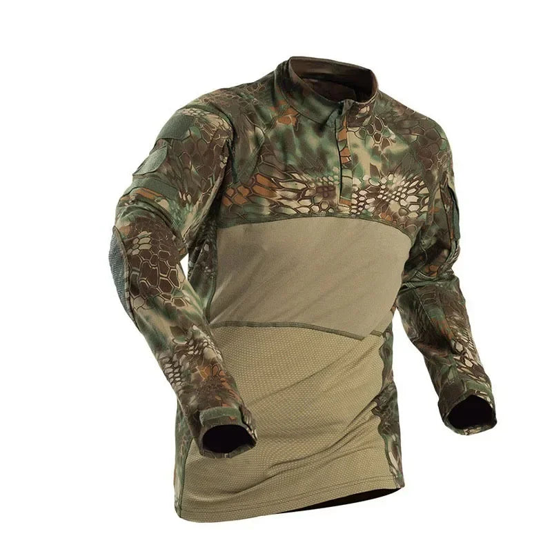 Military Tactical Shirt Men Camouflage Paintball Long Sleeve T Shirt Multicam Cotton Combat Shirts Camo Army T-Shirt