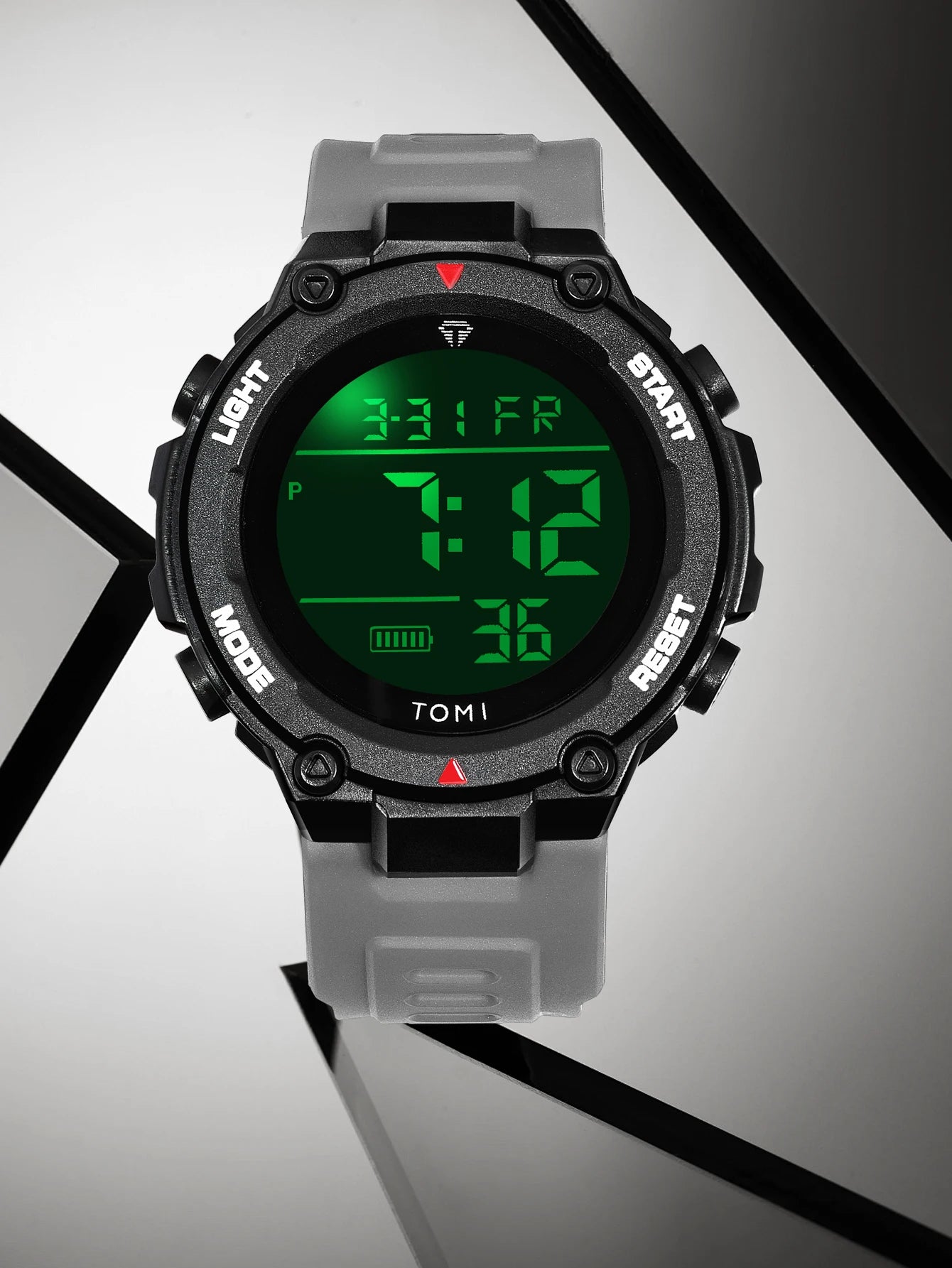 TOMI Tactical Digital Watch Military Green Black 4-Button Sport Modes Shockproof Waterproof Outdoor Hiking