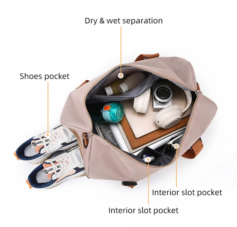 Gym Fitness Bag can Fixable Yoga Mat Sports Duffel Bags with Shoes Pack Outdoor Hiking Camping Handbag Large Luggage Portable