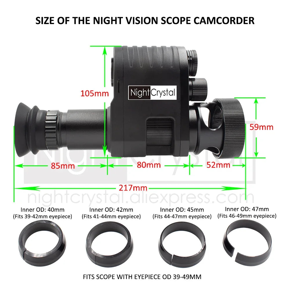 Hunting Night Vision Riflescope, Clip-on Attachment, Monocular, 1080p Video Camera, Thermal Goggle, Red Dot Sight, Laser IR, 850