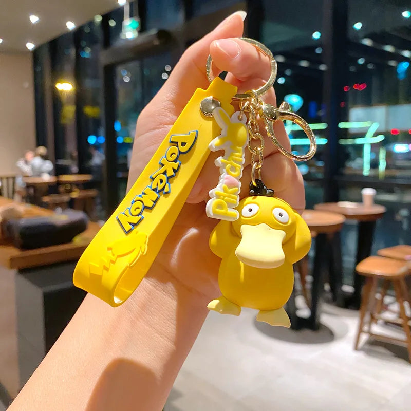 New Pokemon Pikachu Keychain Anime Cartoon Key Chain Charmander Psyduck Fashion Bag Keyring Pendant Accessories Toys Kids Gifts