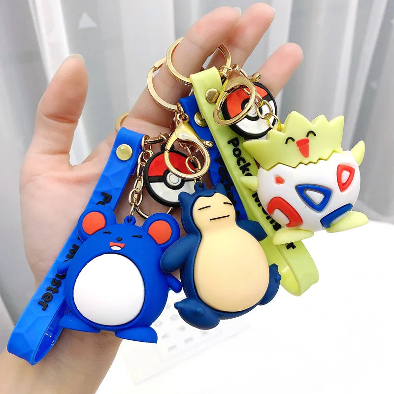 New Pokemon Pikachu Keychain Anime Cartoon Key Chain Charmander Psyduck Fashion Bag Keyring Pendant Accessories Toys Kids Gifts