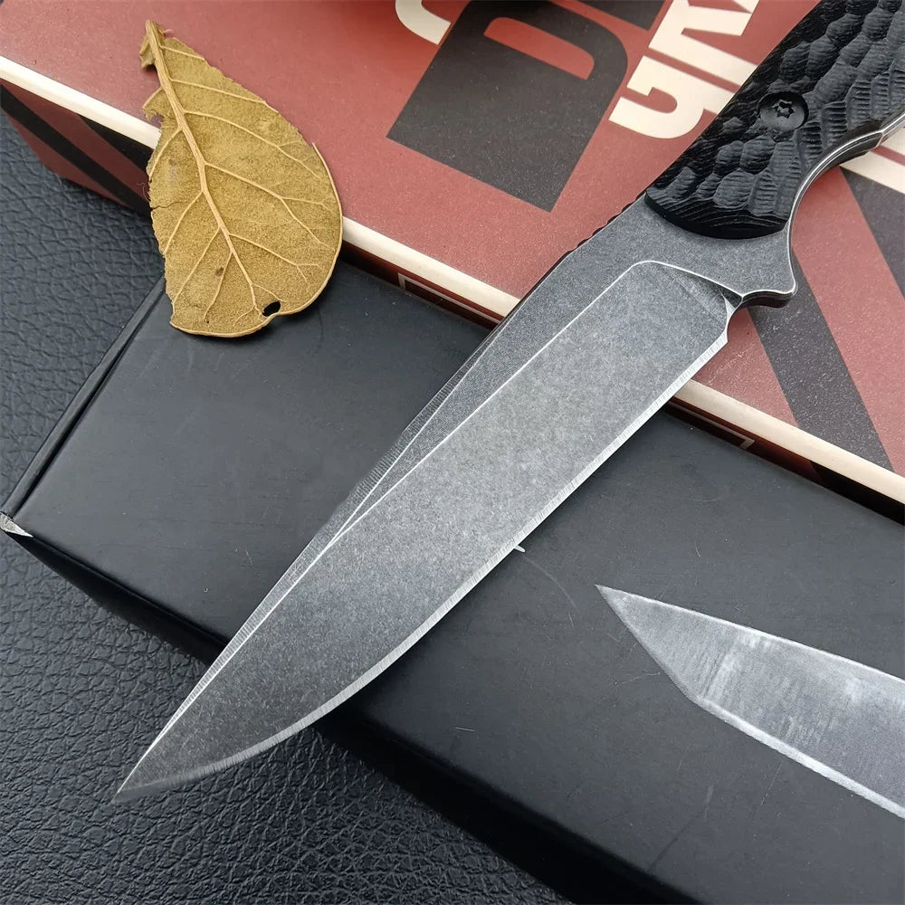 Tactical Straight Fixed Knife 8Cr13Mov Black Stonewashed Blade G10 Handle with Kydex Sheath Sharp Outdoor Camping EDC Tool