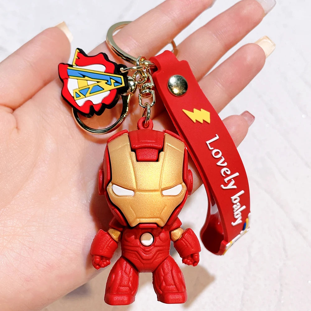 Q Version of The Marvel Series Keychain Cartoon Creative Spider-Man Doll Key Ring Schoolbag Car Key Chain Pendant Student Gifts
