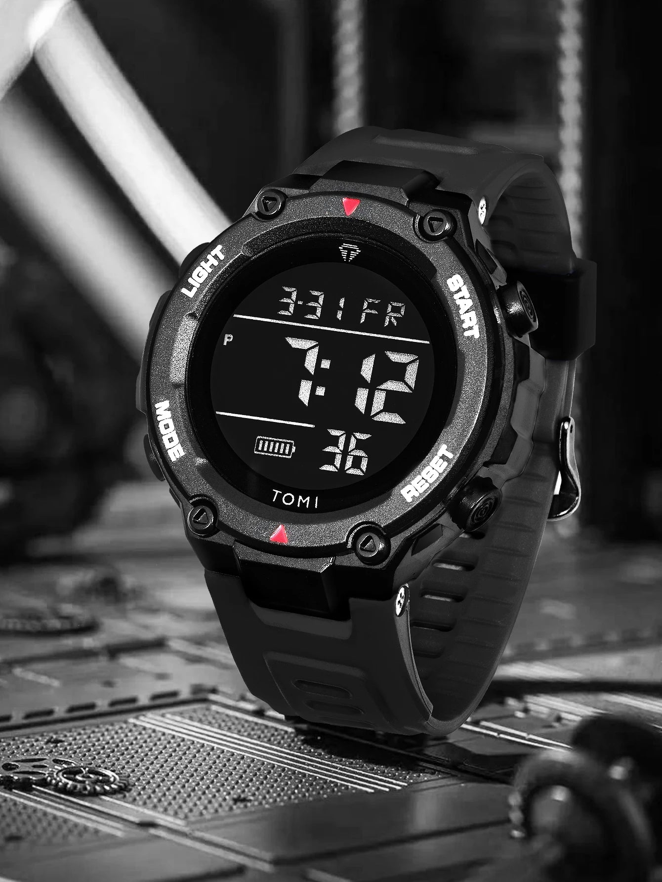 TOMI Tactical Digital Watch Military Green Black 4-Button Sport Modes Shockproof Waterproof Outdoor Hiking