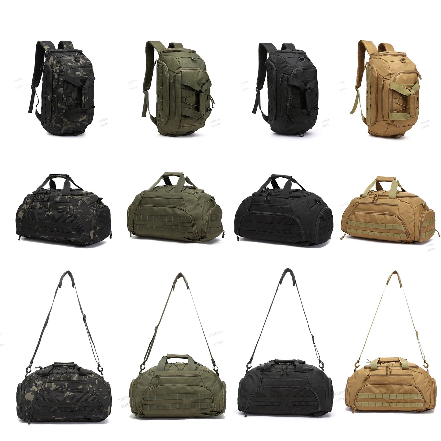 Gym Backpack with Shoe Compartment Convertible Duffel Sling Bag for Men Women Weekender Overnight Bag 3-in-1 Tactical Travel Bag