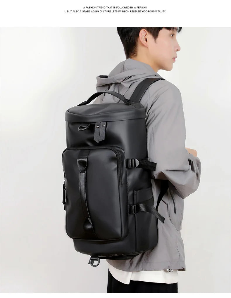 Sports Backpack, Large-Capacity Cylindrical Gym Bag, Unisex Training Bag, Dry and Wet Separation Handbag, Multi-Purpose Water-Repellent Travel Bag, Single Shoulder Crossbody Bag