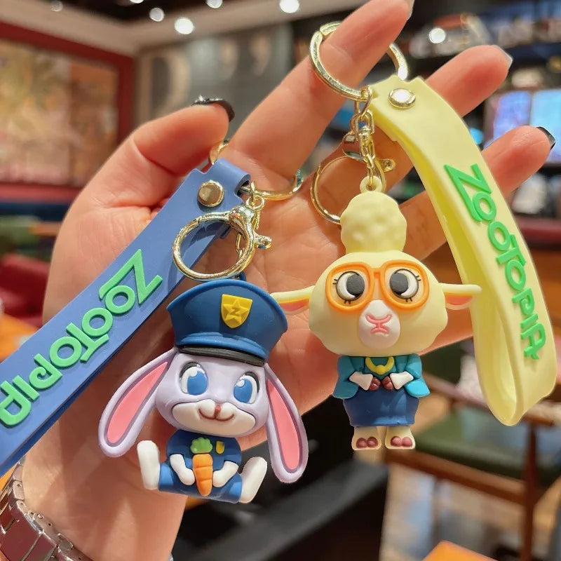 New Anime Zootopia Creative Cartoon Keychain Cute Judy Nick PVC Doll Car Pendant Keychain Men and Women Bag Small Pendant Gift