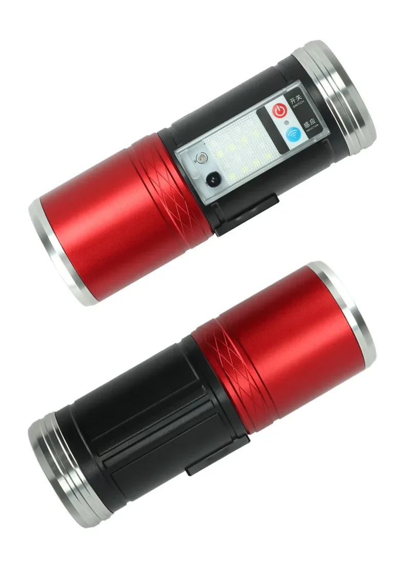 Super Bright Night Fishing Flashlight USB Rechargeable Searchlight Bait Purple Blue Handlamp 5 Light Source with Bracket