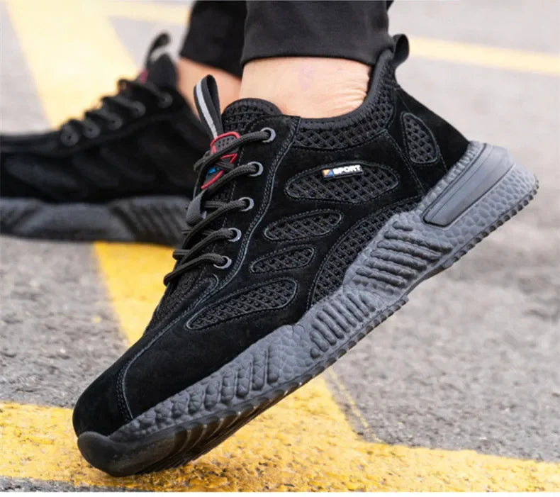 Summer Ssafety Shoes Breathable Lightweight Work Shoes With Steel Toe Anti Puncture Protective Shoe Safety Work Sneakers For Men