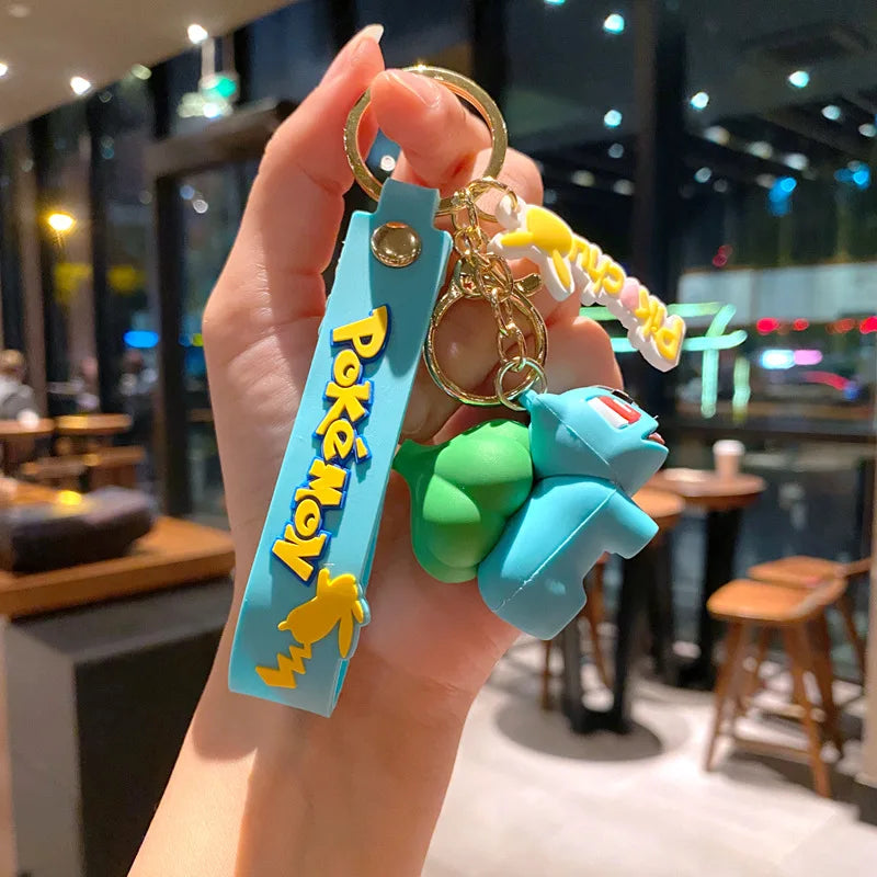 New Pokemon Pikachu Keychain Anime Cartoon Key Chain Charmander Psyduck Fashion Bag Keyring Pendant Accessories Toys Kids Gifts
