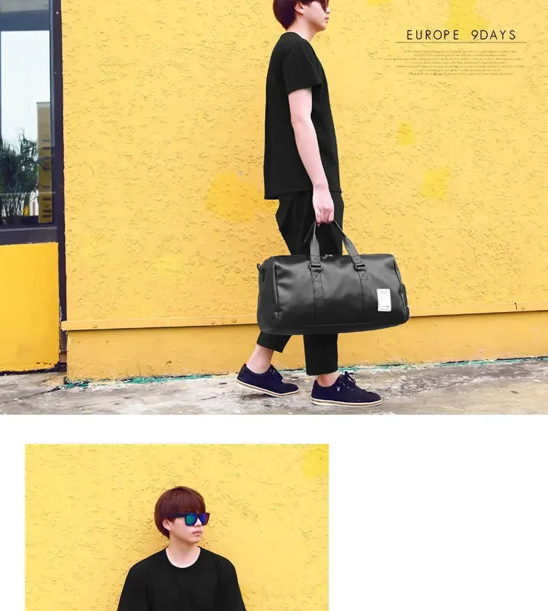 Gym Bag Leather Sports Bags Dry Wet Bags For Men Women Training for Shoes Fitness Yoga Travel Luggage Shoulder Sport Bag