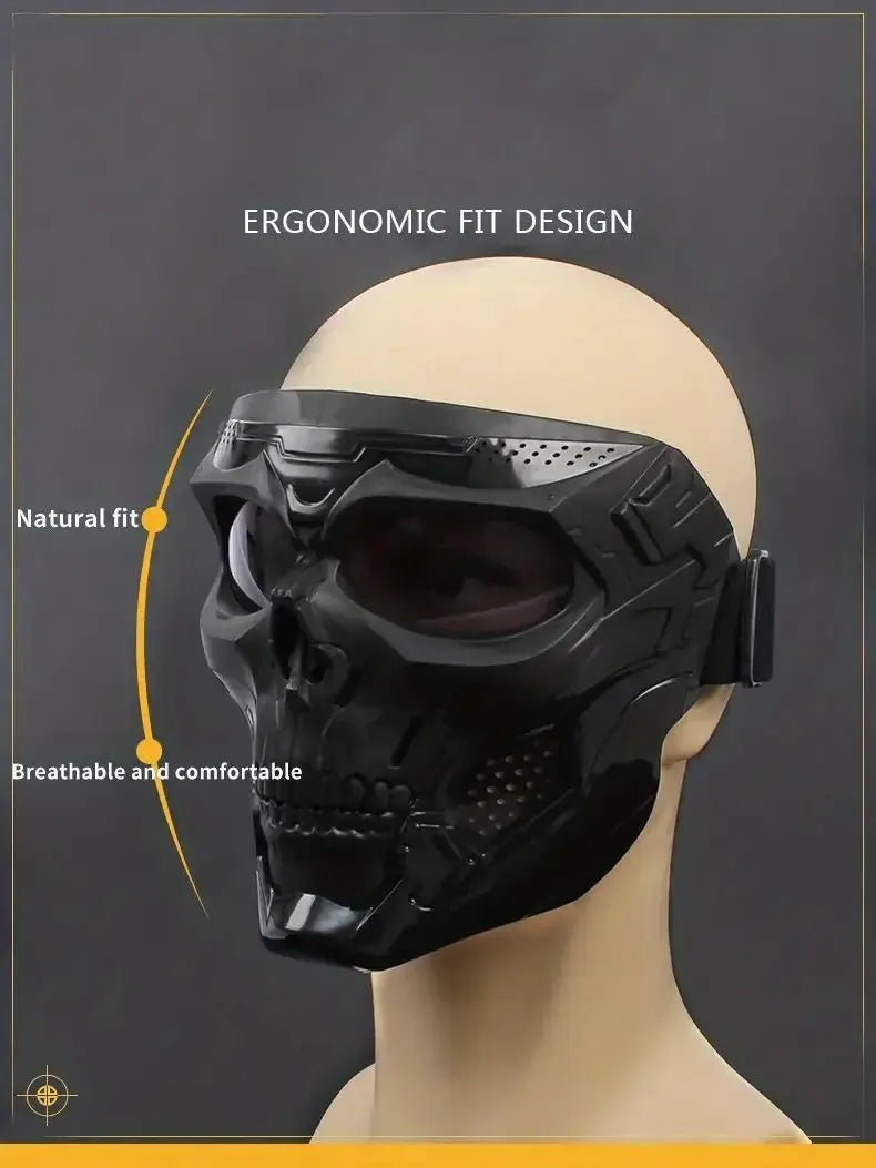 Tactical Skull Mask with Windproof Goggles for Outdoor Sports and Motorcycle Riding