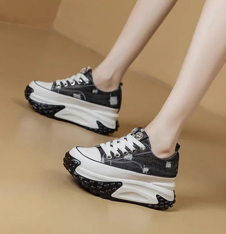 Women's Shoes High on Platform Retro Ladies Footwear Y2k Fashion Casual Light Cheap Offer Daily Routine 39 Vulcanized Shoe Deals