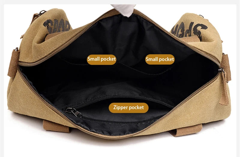 Gym Bag for Man Canvas Sports Fitness Tote Travel Luggage Handbag Outdoor Shoulder Duffle Training Tactical Bag Male Rucksack