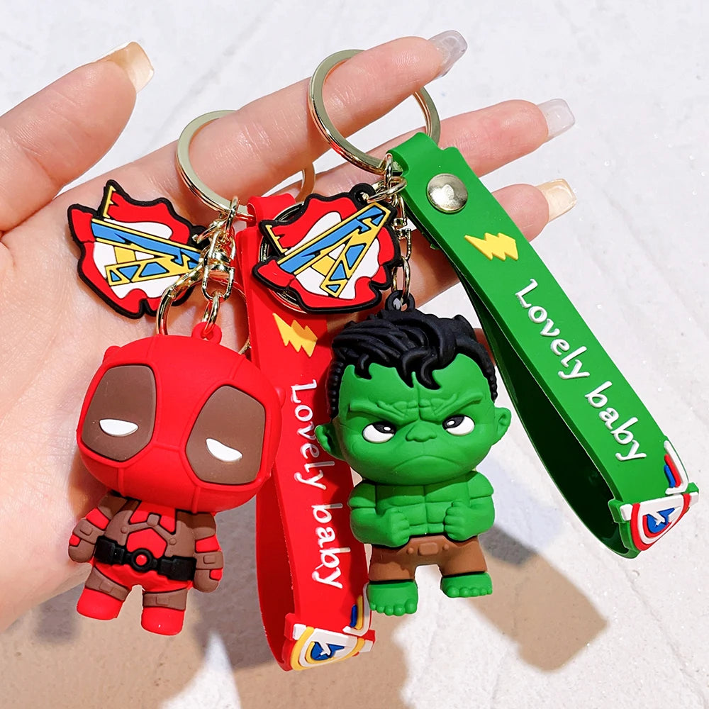 Q Version of The Marvel Series Keychain Cartoon Creative Spider-Man Doll Key Ring Schoolbag Car Key Chain Pendant Student Gifts