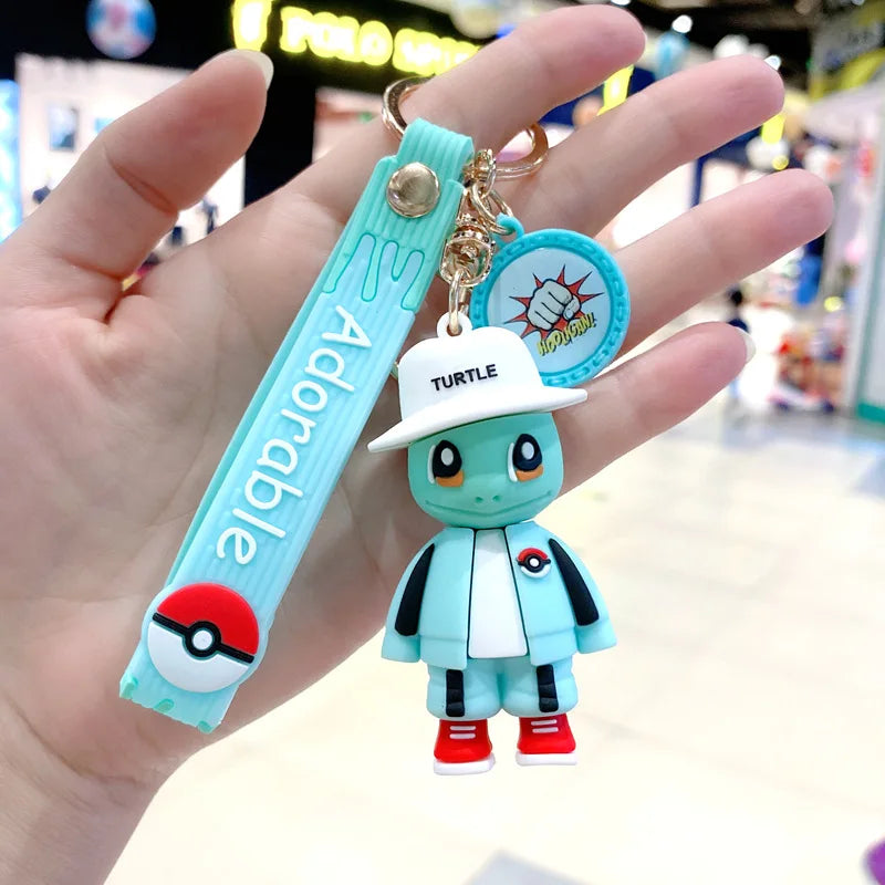 New Pokemon Pikachu Keychain Anime Cartoon Key Chain Charmander Psyduck Fashion Bag Keyring Pendant Accessories Toys Kids Gifts
