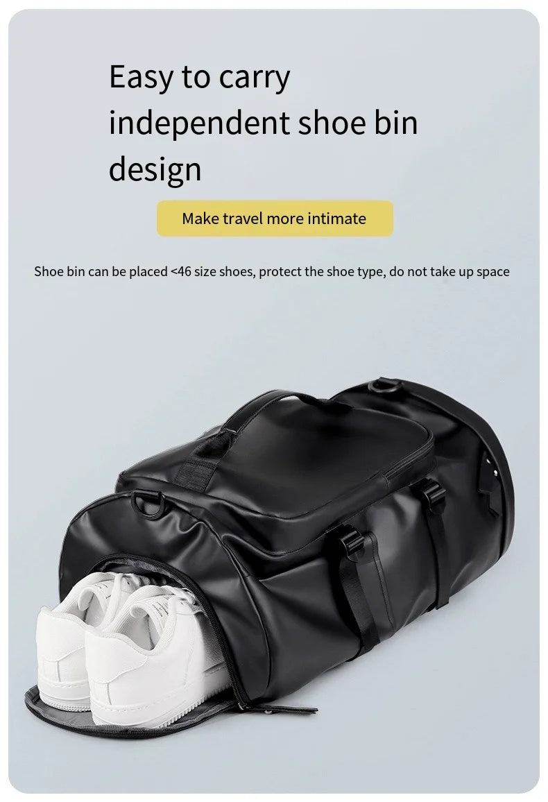 Sports Backpack, Large-Capacity Cylindrical Gym Bag, Unisex Training Bag, Dry and Wet Separation Handbag, Multi-Purpose Water-Repellent Travel Bag, Single Shoulder Crossbody Bag