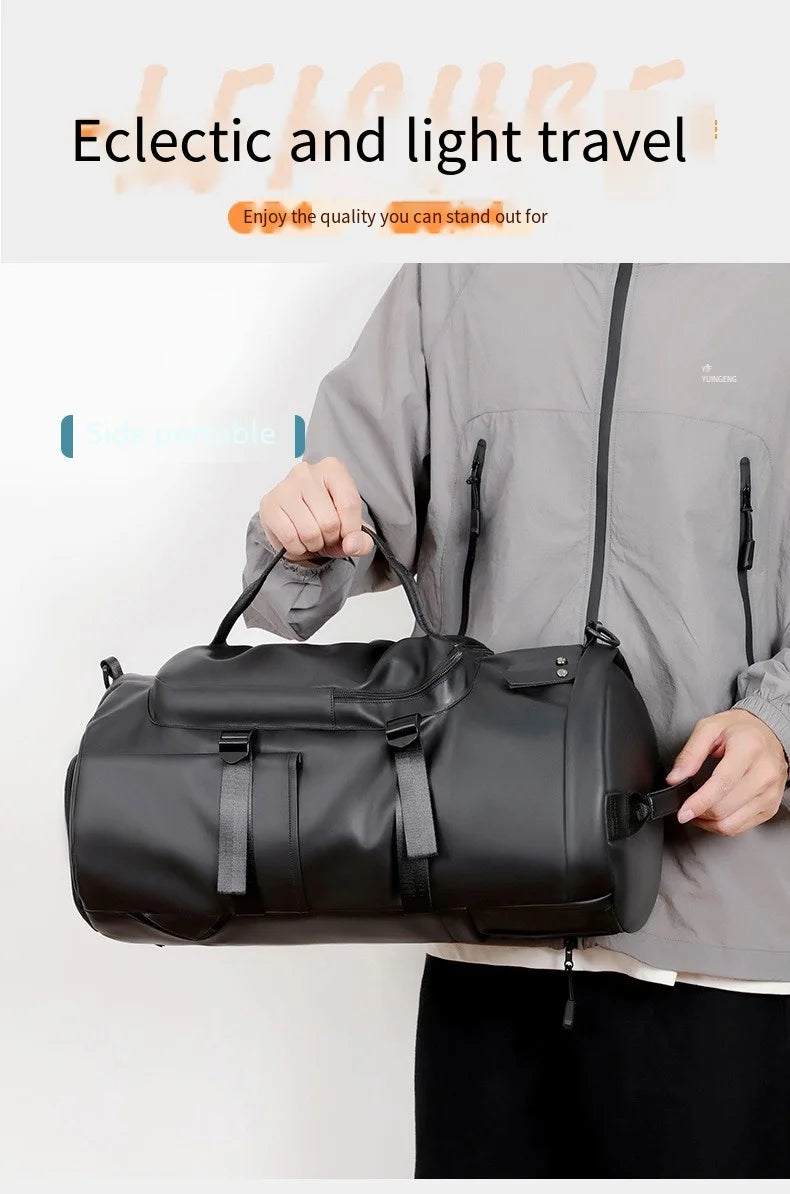 Sports Backpack, Large-Capacity Cylindrical Gym Bag, Unisex Training Bag, Dry and Wet Separation Handbag, Multi-Purpose Water-Repellent Travel Bag, Single Shoulder Crossbody Bag